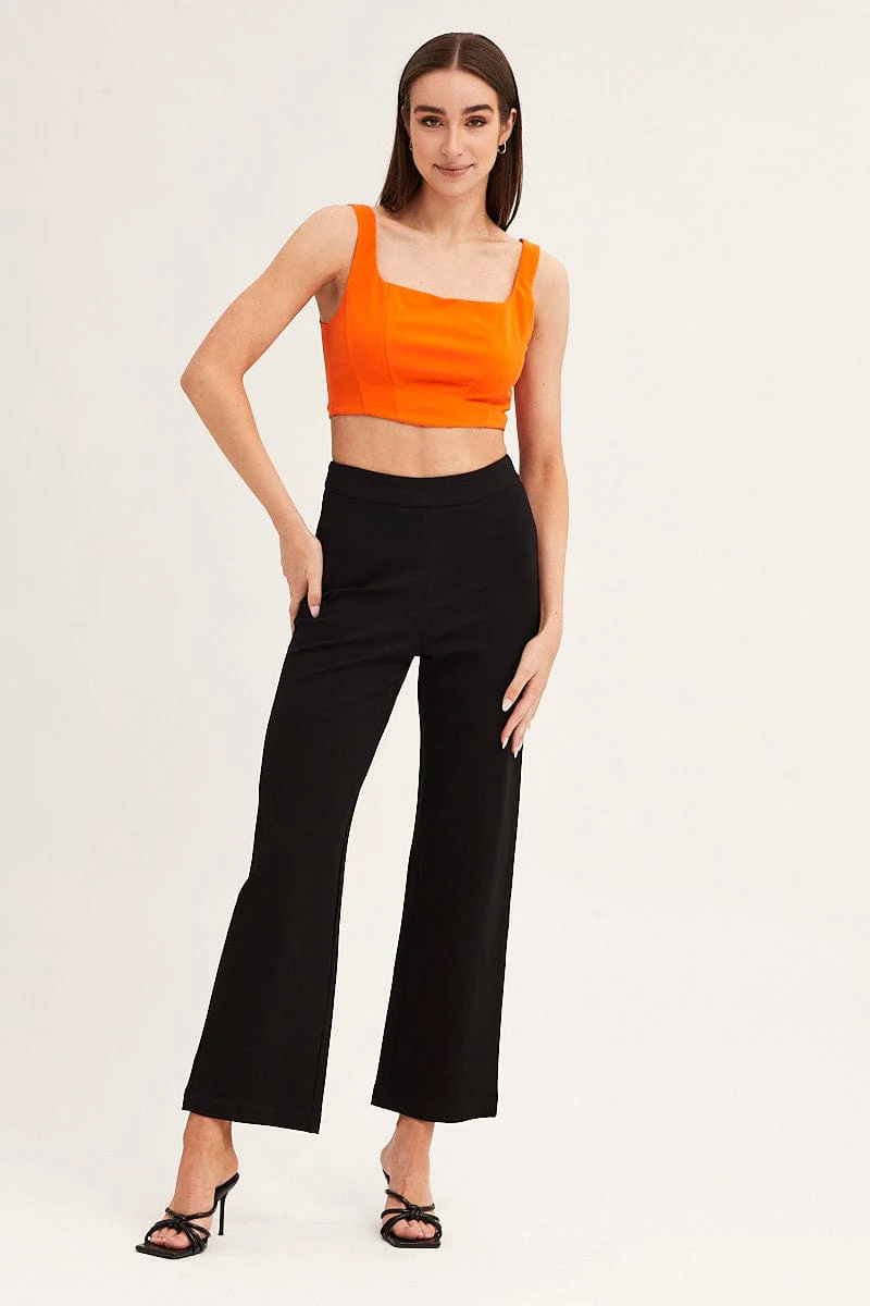 Black High Waist Pant Straight Leg