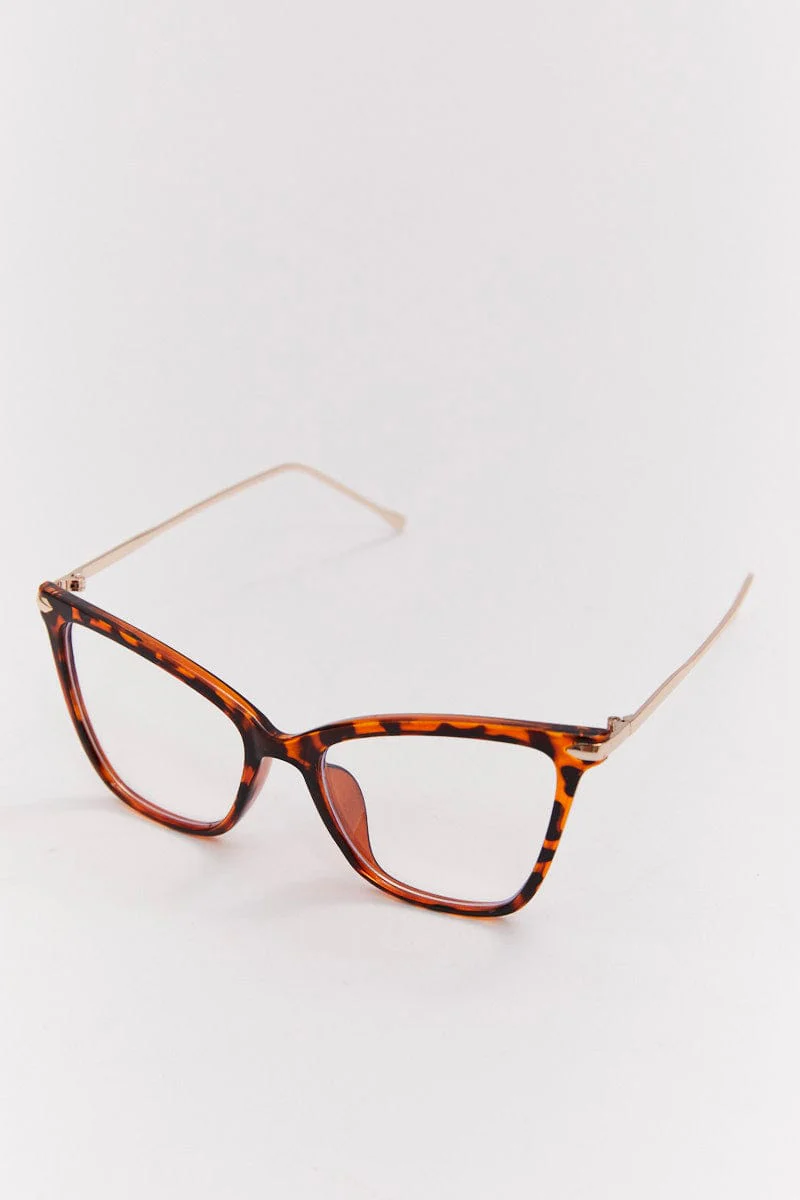 Brown Animal Print Cat Eye Fashion Glasses