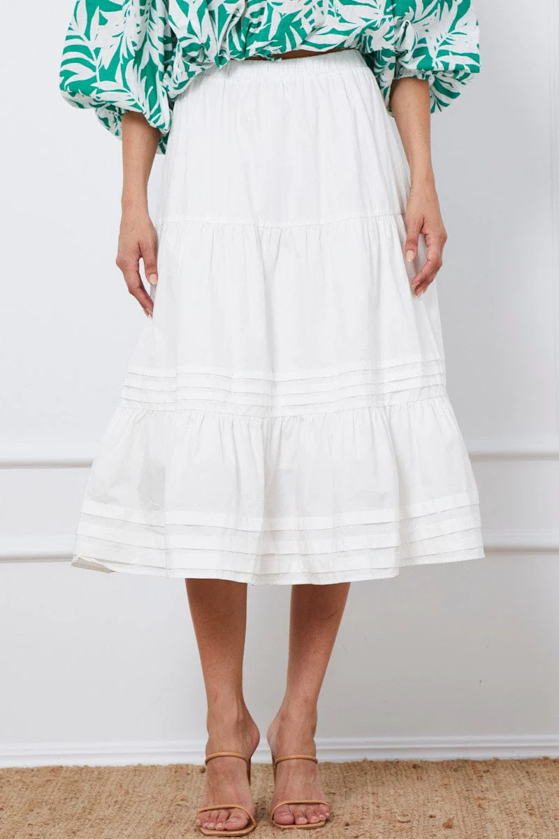 White Tiered Maxi Skirt