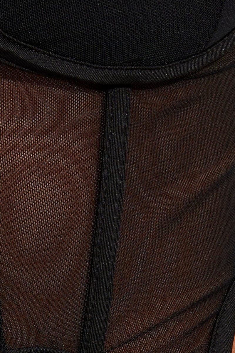 Black Garter Corset Singlet Crop