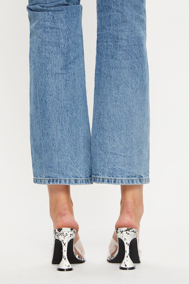 Print Perspex Snake Print Flared Heel Mule