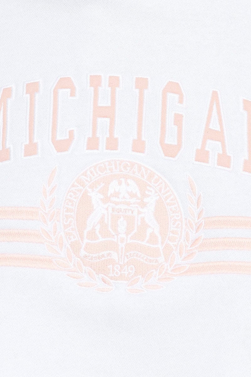 White Crop Hooded Sweat