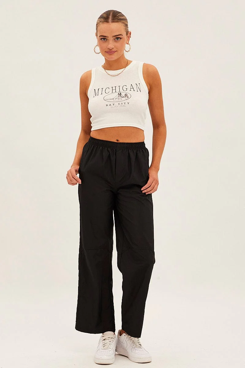 Black Cargo Parachute Pants