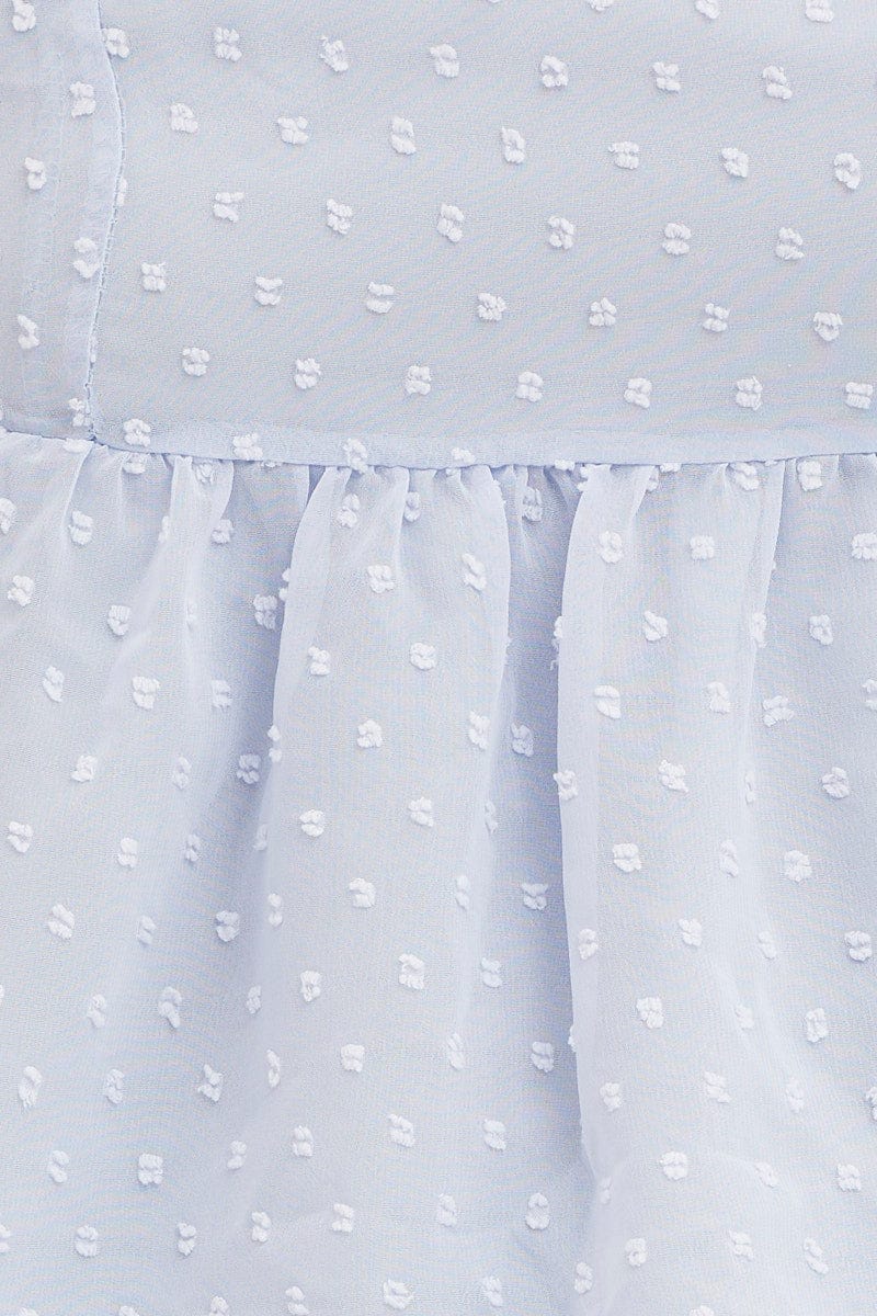 Blue Puff Sleeve Peplum Top