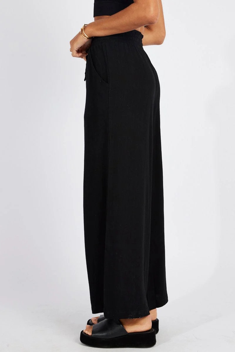 Black Wide Leg Pants High Rise