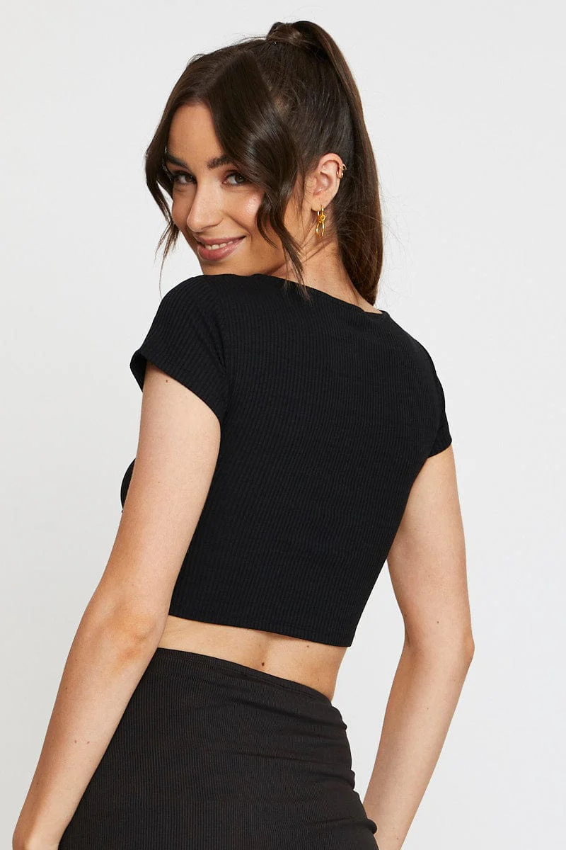 Black Crop Top Short Sleeve