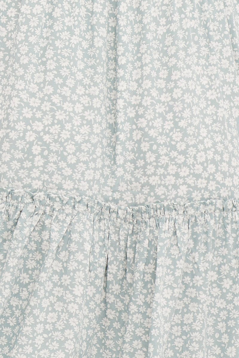 Daisy Print Shirred Skater Dress