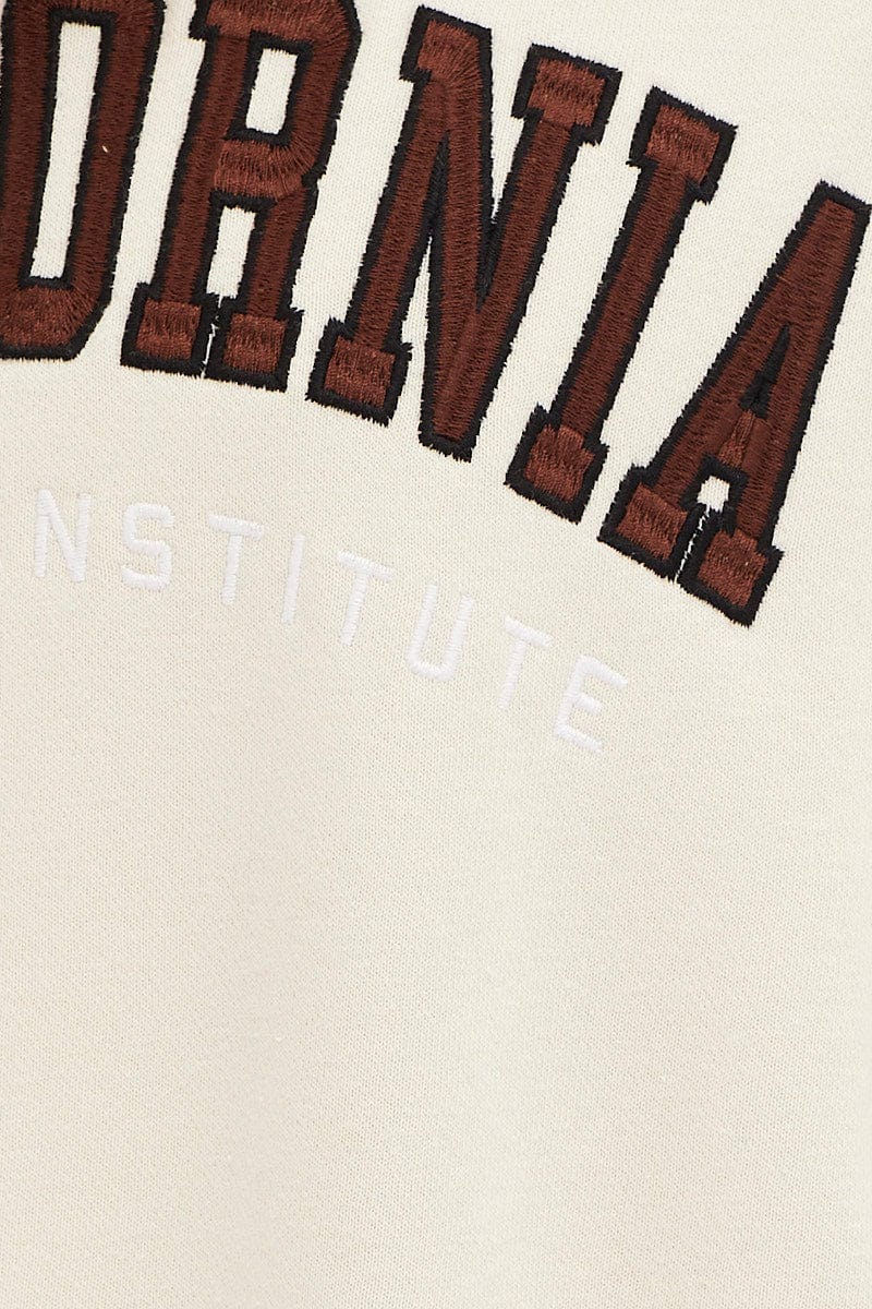 Beige Graphic Jacket Long Sleeve Oversized