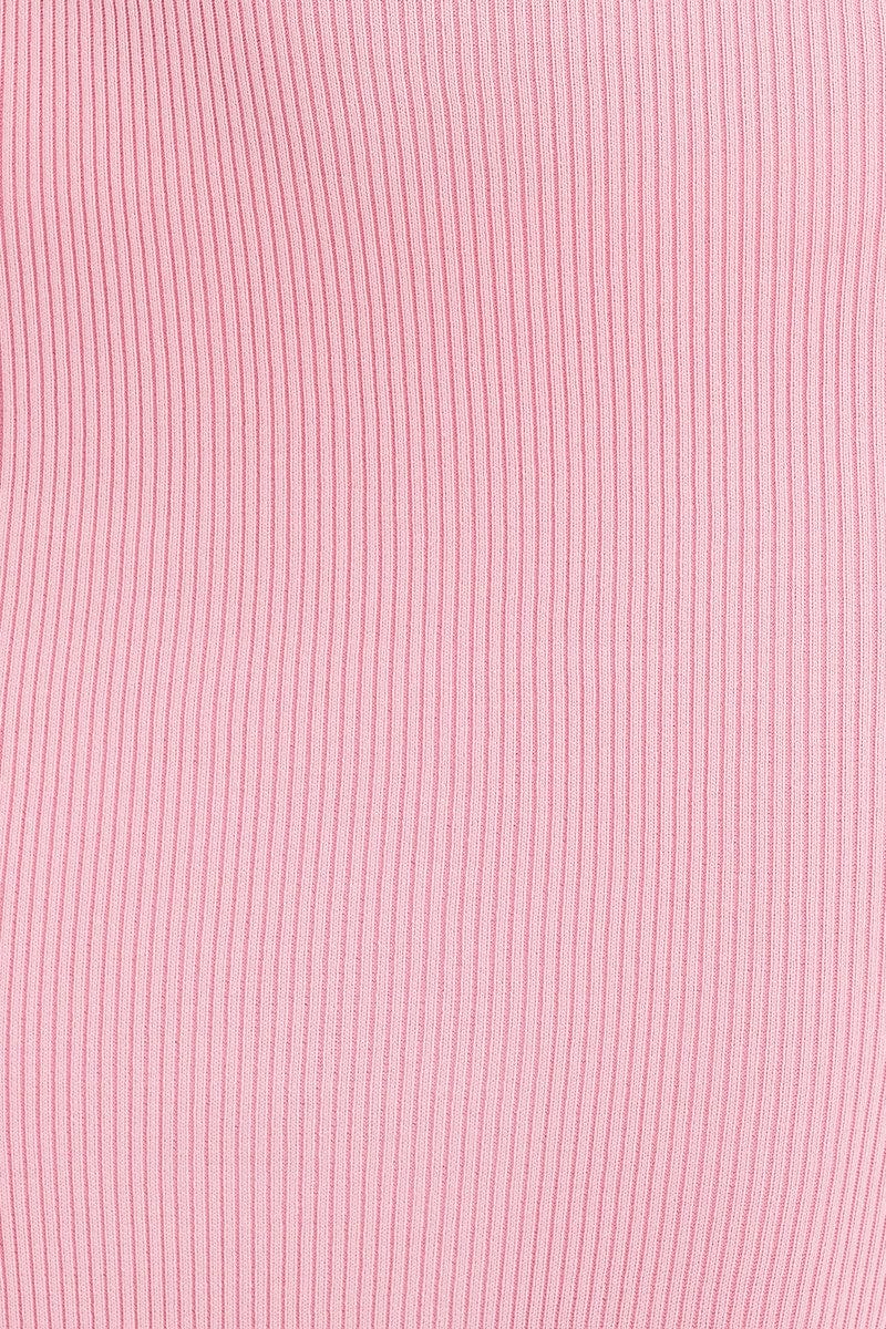 Pink Slit Kint Midi Skirt