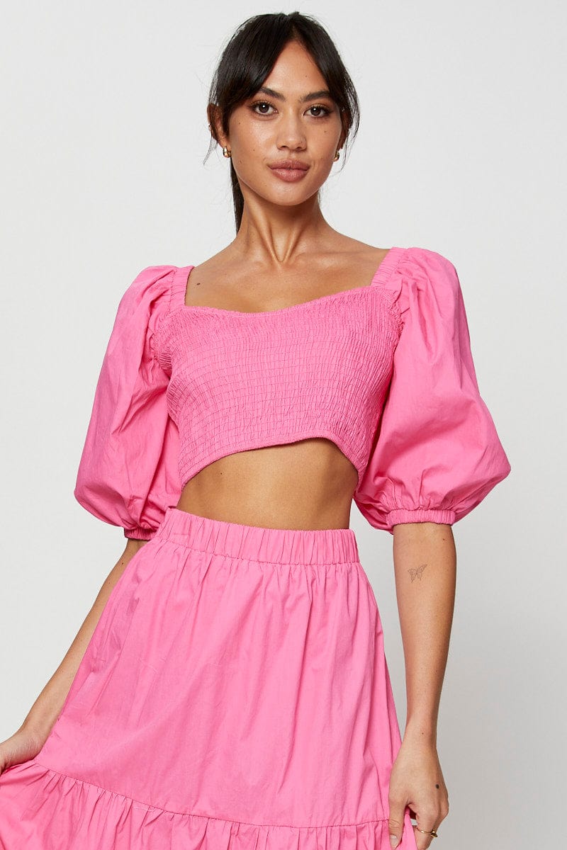 Pink Crop Top Short Sleeve