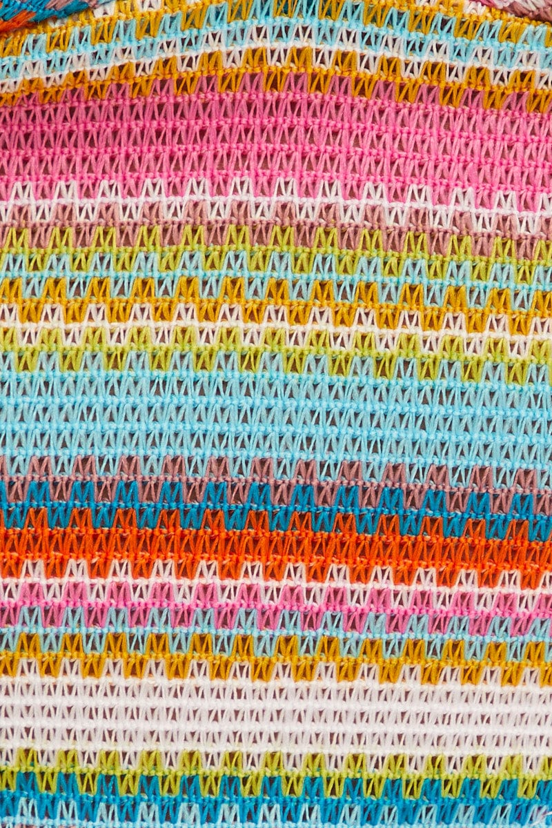 Orange Stripe Halter Top Crop Crochet