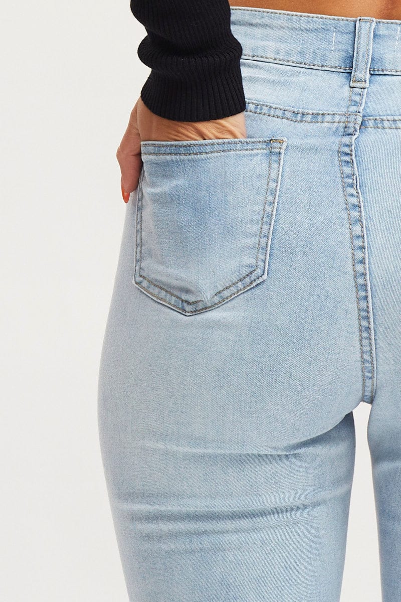 Blue Skinny Denim Jeans Mid Rise