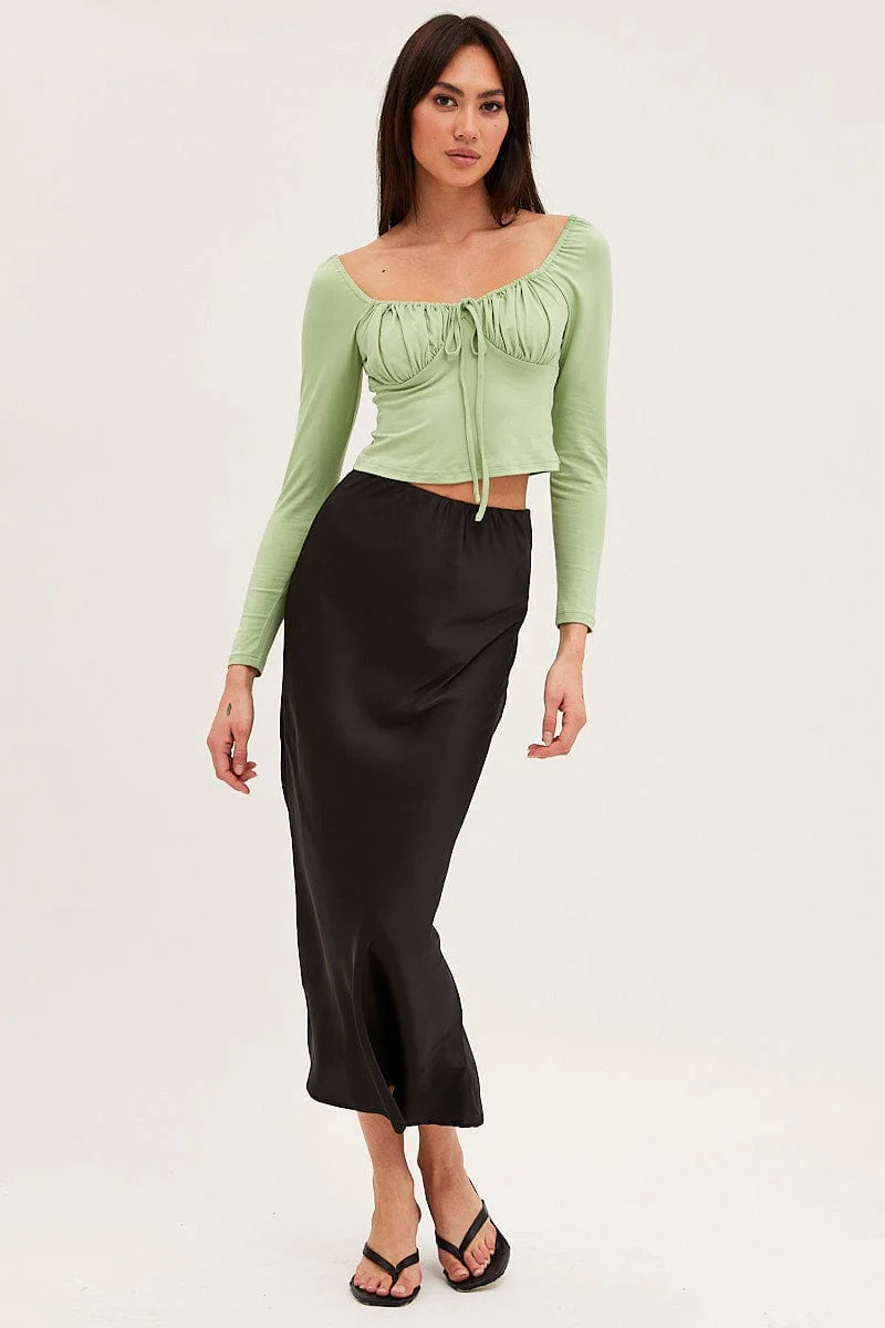 Green Bodice Top Long Sleeve