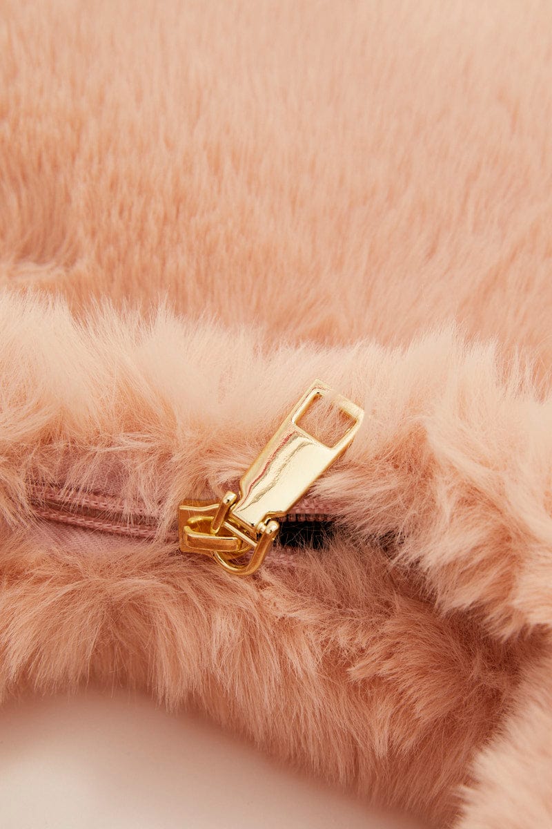 Pink Faux Fur Shoulder Bag