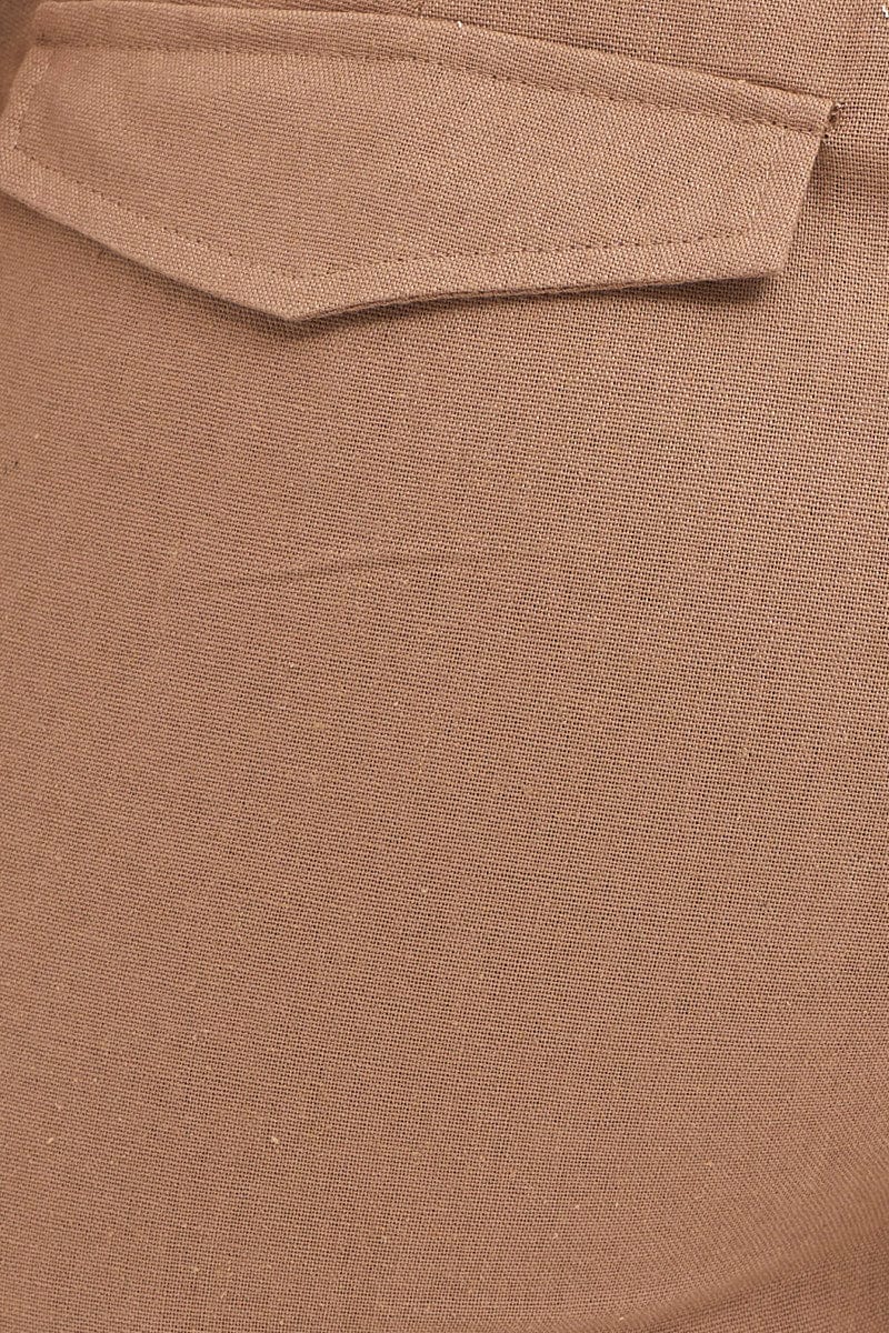 Brown Wide Leg Pants High Rise