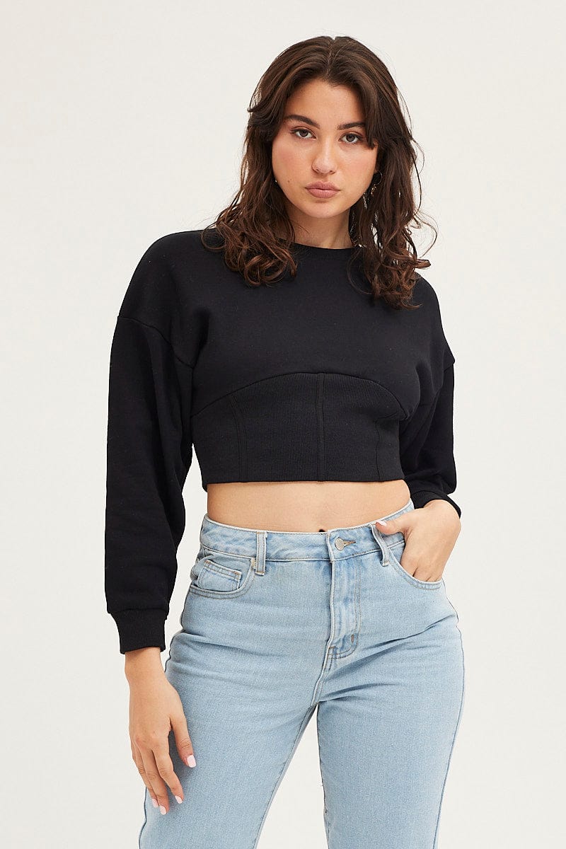 Black Corset Jumper Long Sleeve