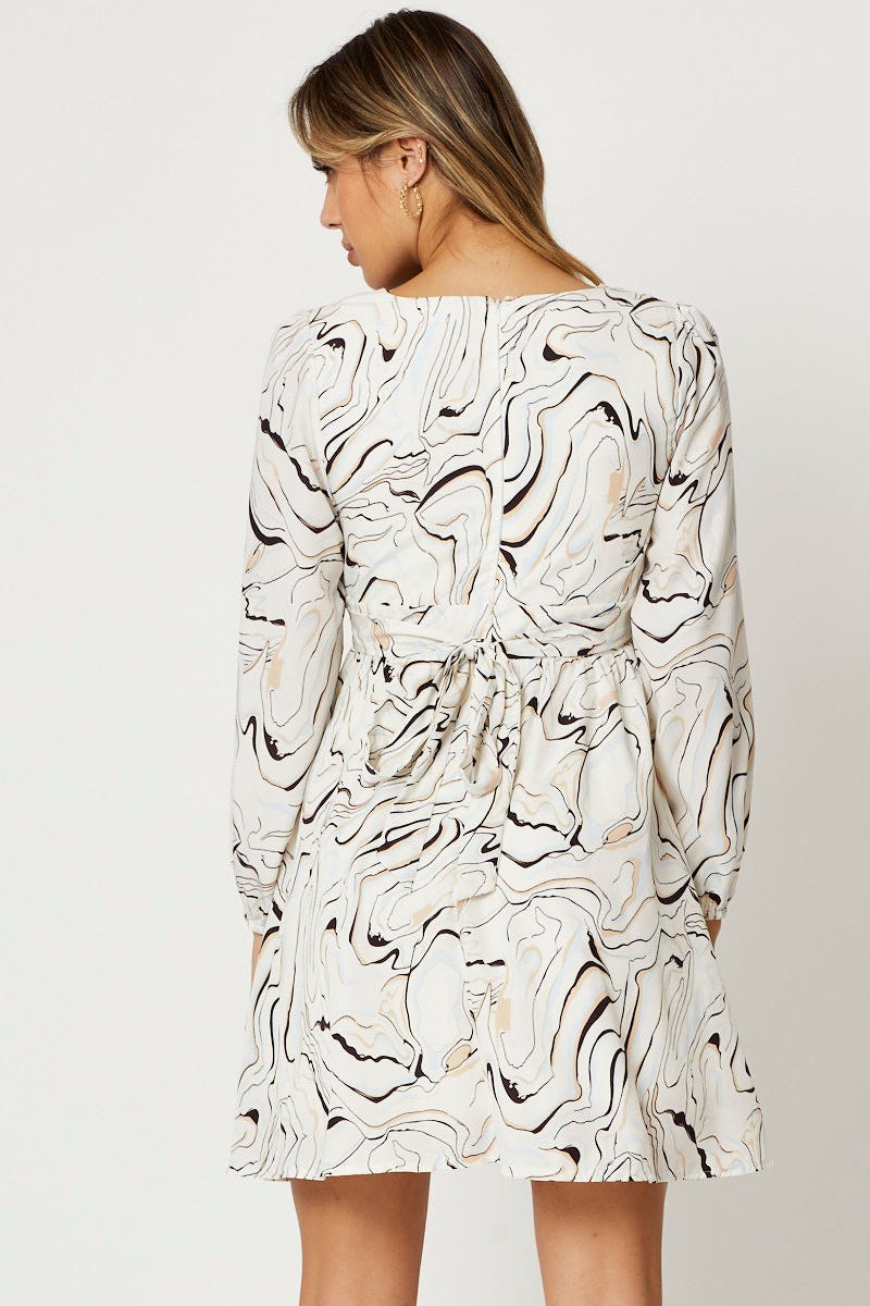 Print Mini Dress Long Sleeve