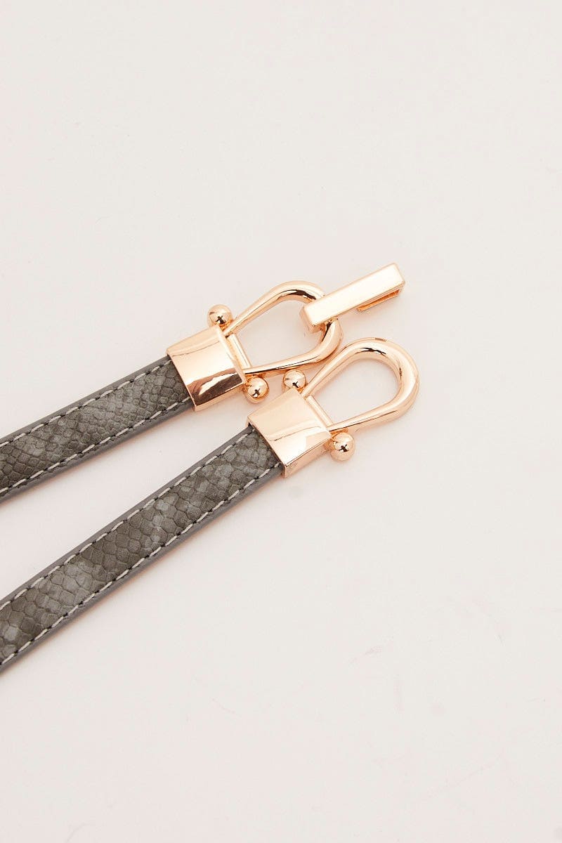 Print Buckle Adjustable Skinny Belt