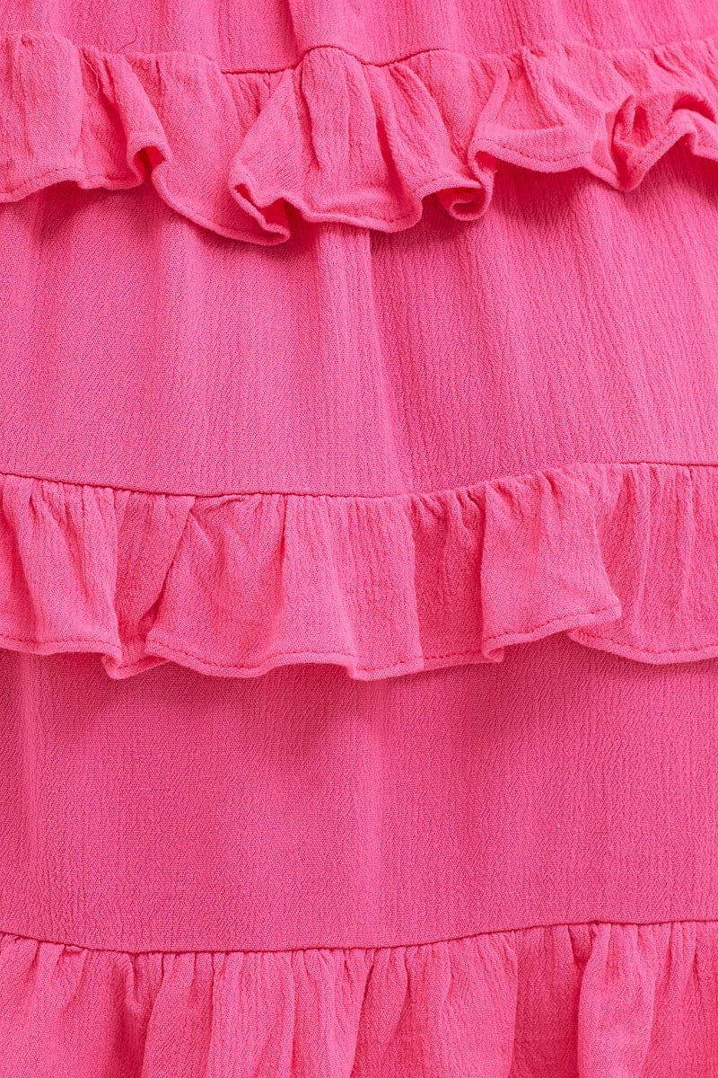 Pink Mini Dress One Shoulder Sleeveless