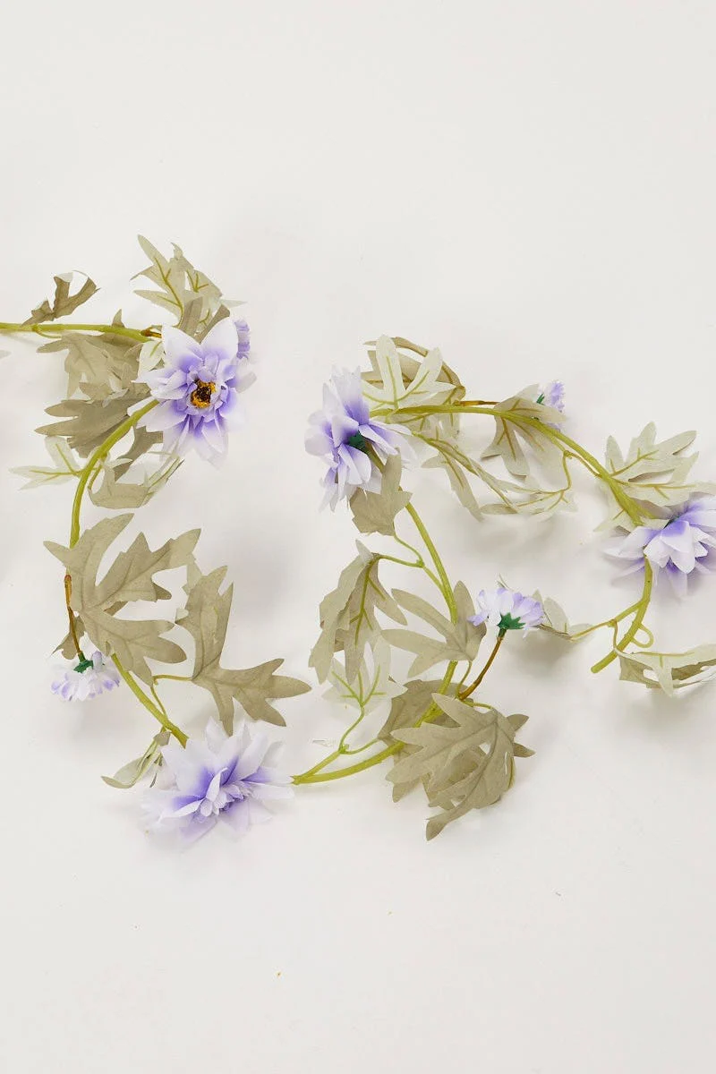 Purple Flower And Leaf Garland