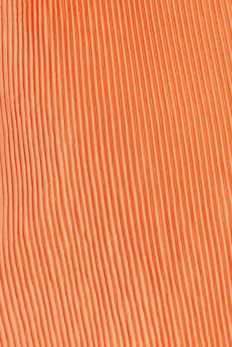 Orange Plisse Mini Skirt