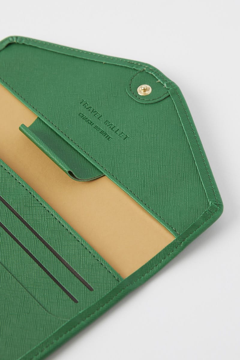 Green Travel Wallet Passport Holder