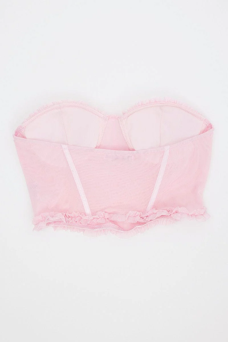 Pink Mesh Corset Top Lingerie