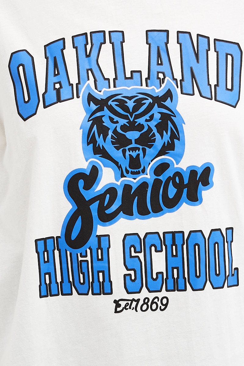 White Graphic T Shirt Short Sleeve