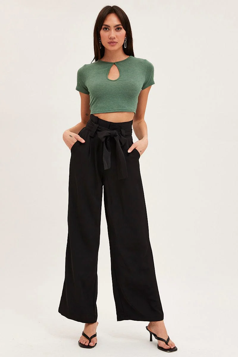 Green Keyhole T Shirt Short Sleeve