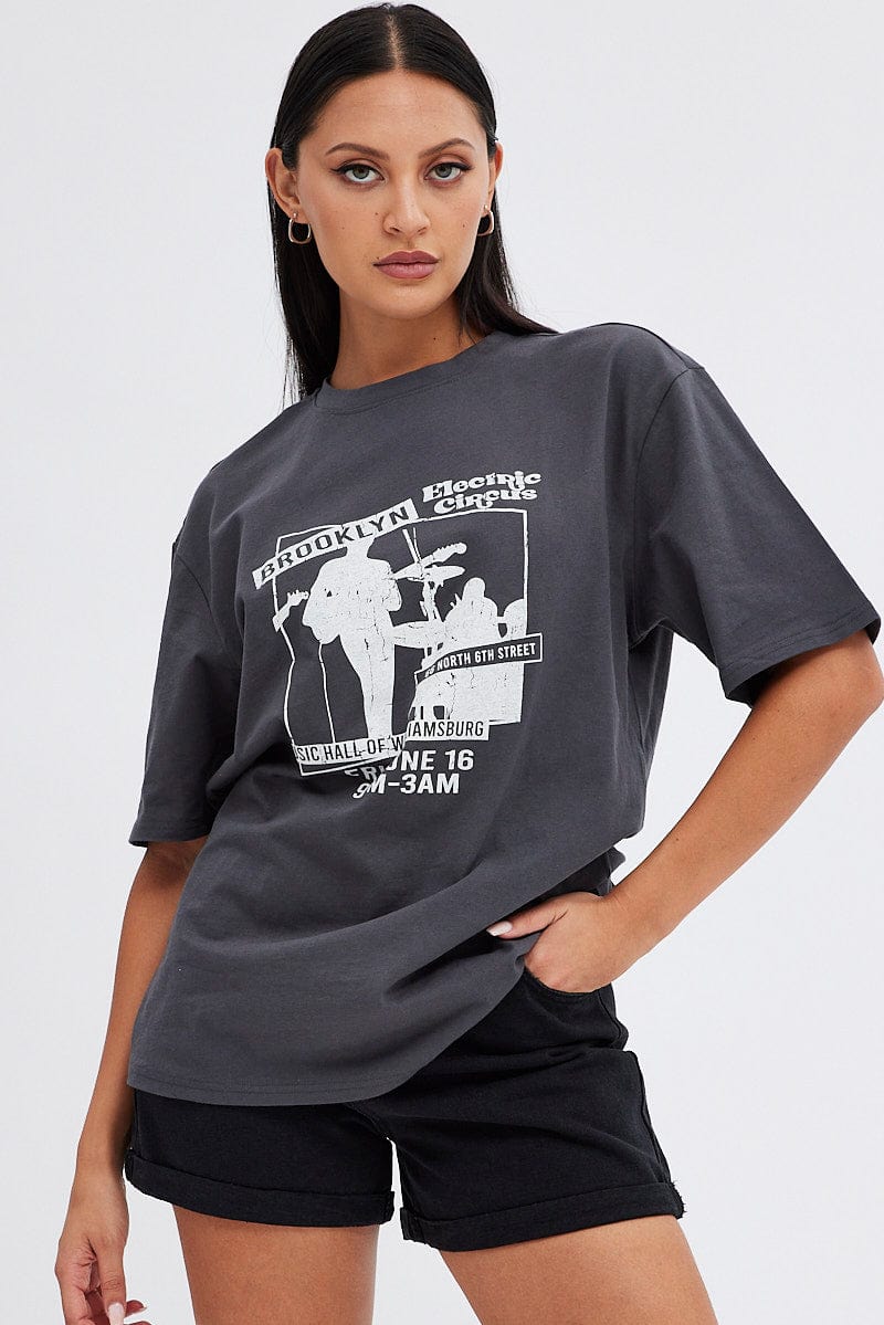 Grey Graphic Tee Short Sleeve