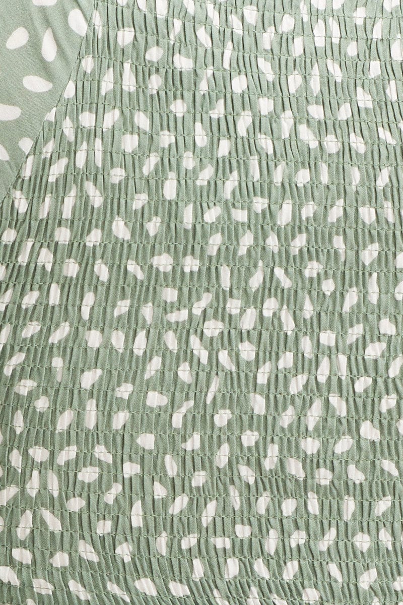 Geo Print Crop Top Long Sleeve