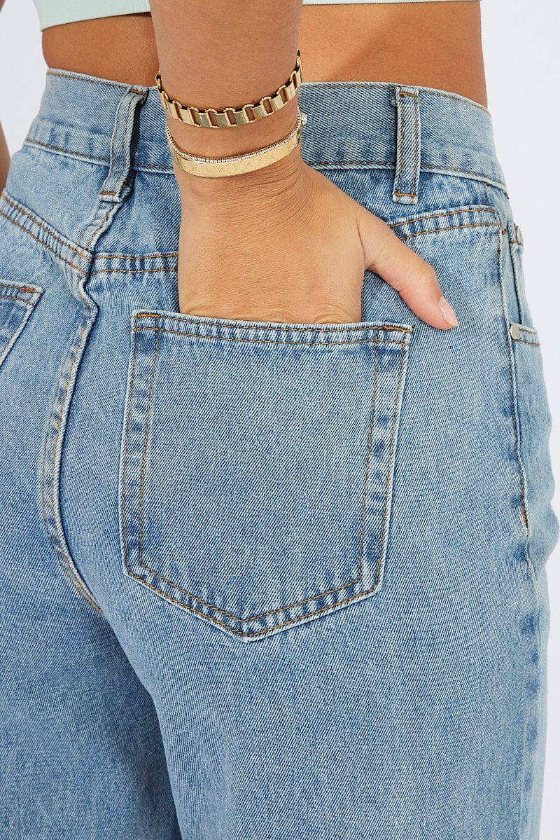 Denim Baggy Denim Jeans Mid Rise