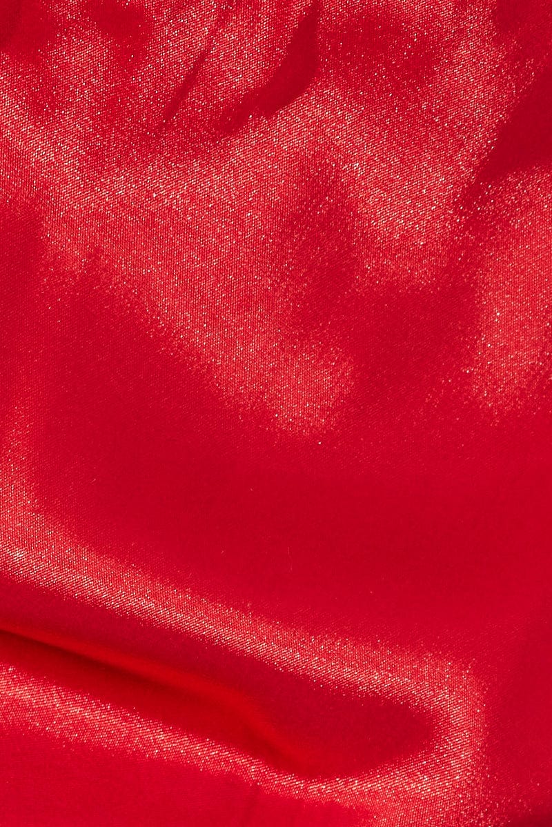 Red Bodysuit Cowl Neck