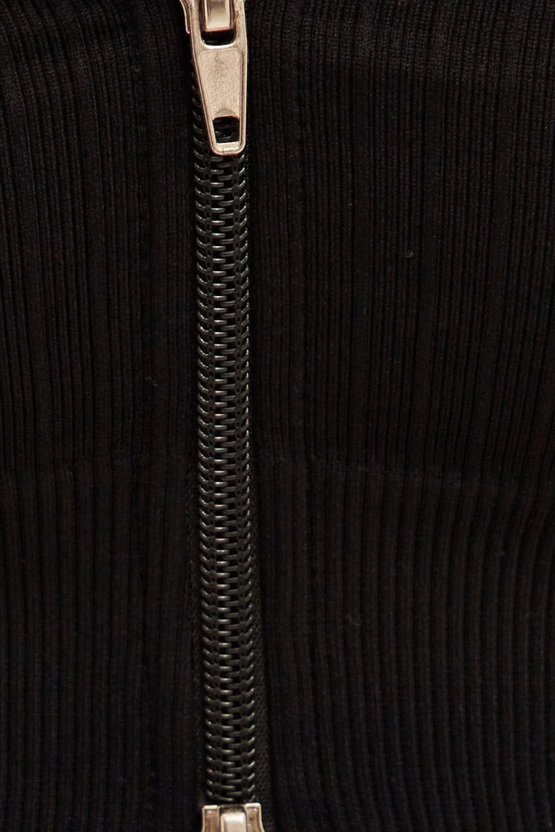 Black Seamless Zip Top And Bike Shorts Activewear Set