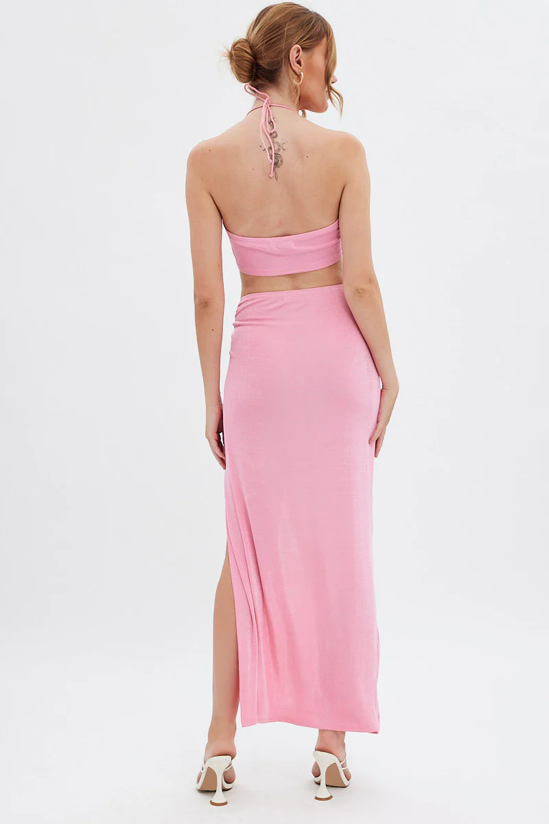 Pink Twist Maxi Skirt