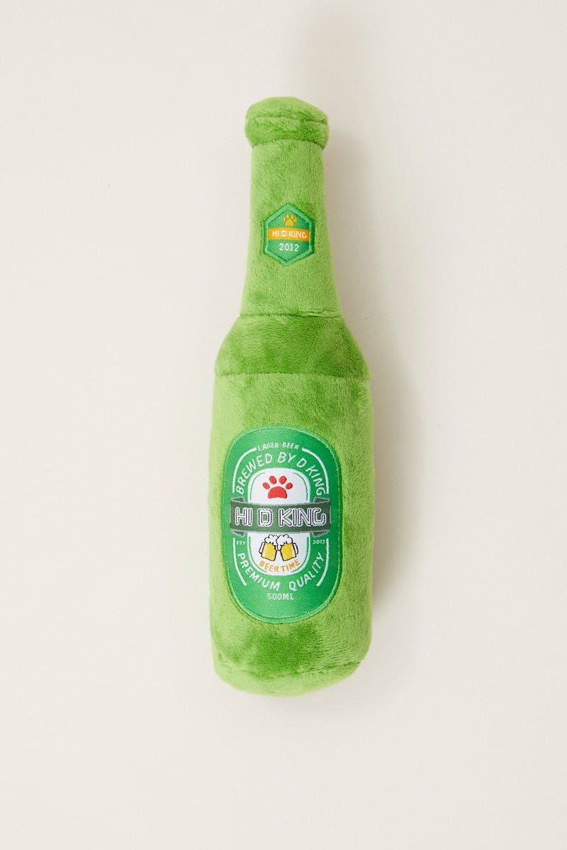 Green Beer Bottle Plush Dog Chew