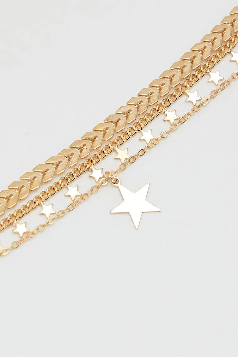 Gold Star Charm Necklace Set