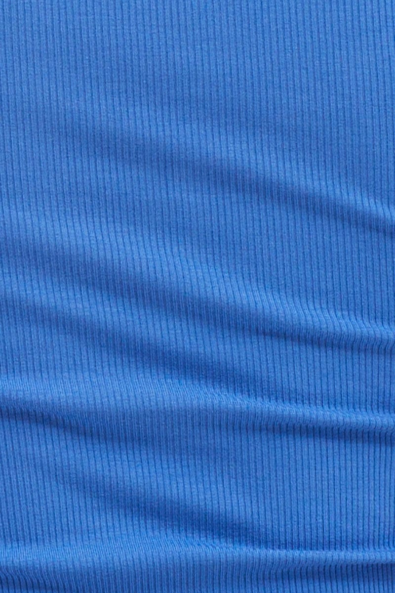 Blue Panel Detail T Shirt Short Sleeve V Neck