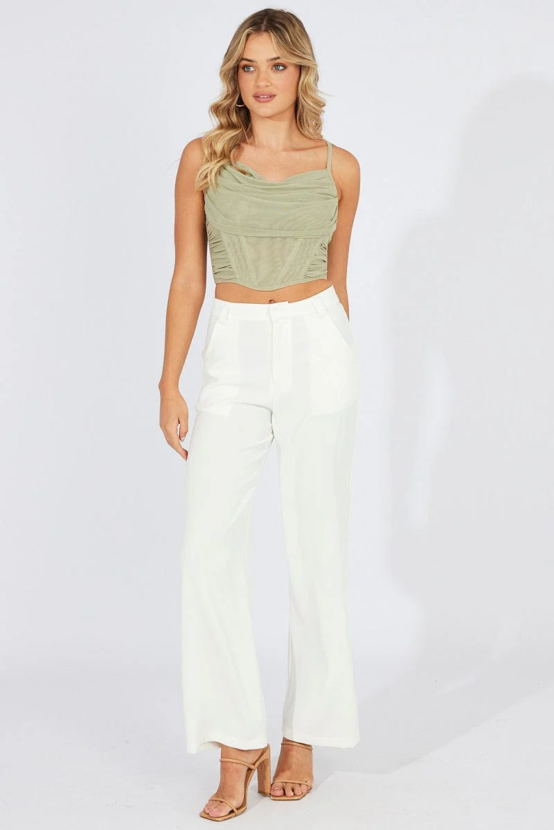 Green Corset Top Crop