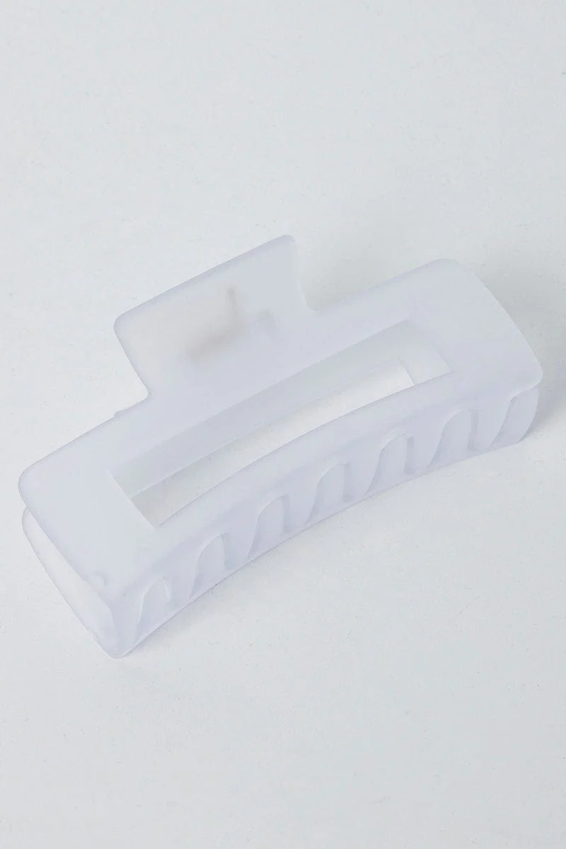 Purple Large Rectangle Claw Clip Frosted