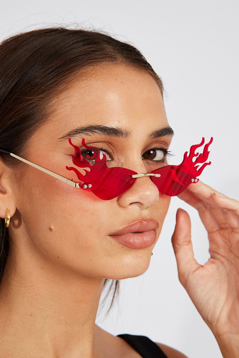 Red Flame Shaped Sunglasses