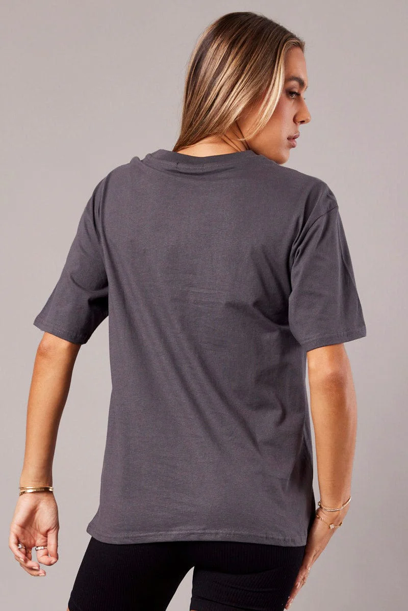 Grey Graphic Tee Short Sleeve
