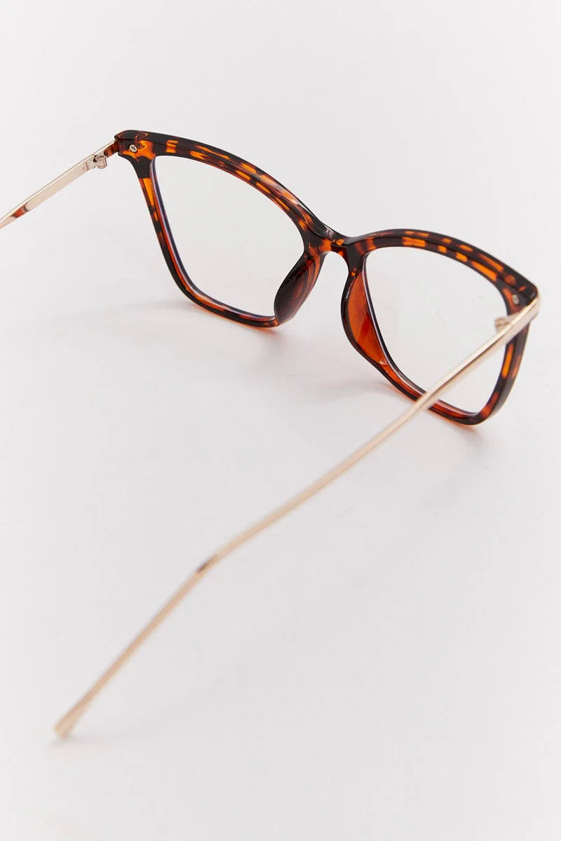 Brown Animal Print Cat Eye Fashion Glasses