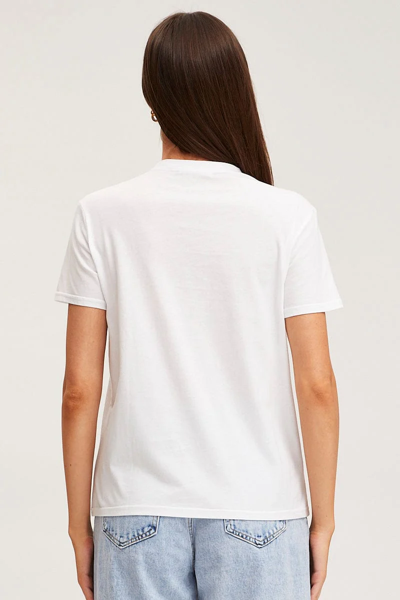 White T Shirt Short Sleeve Crew Neck