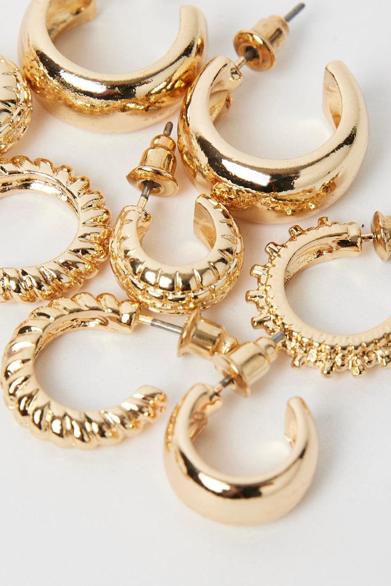 Gold 6 Pack Hoop Earrings