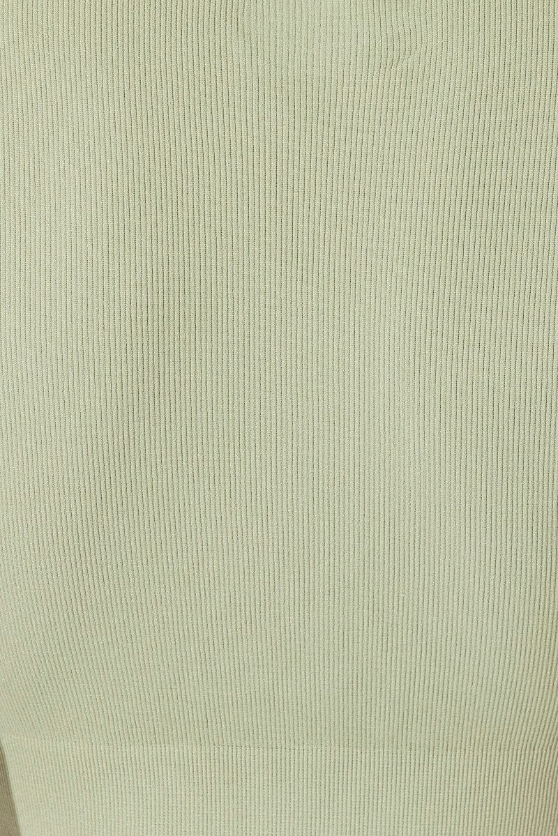 Green T Shirt Short Sleeve Crew Neck Seamless