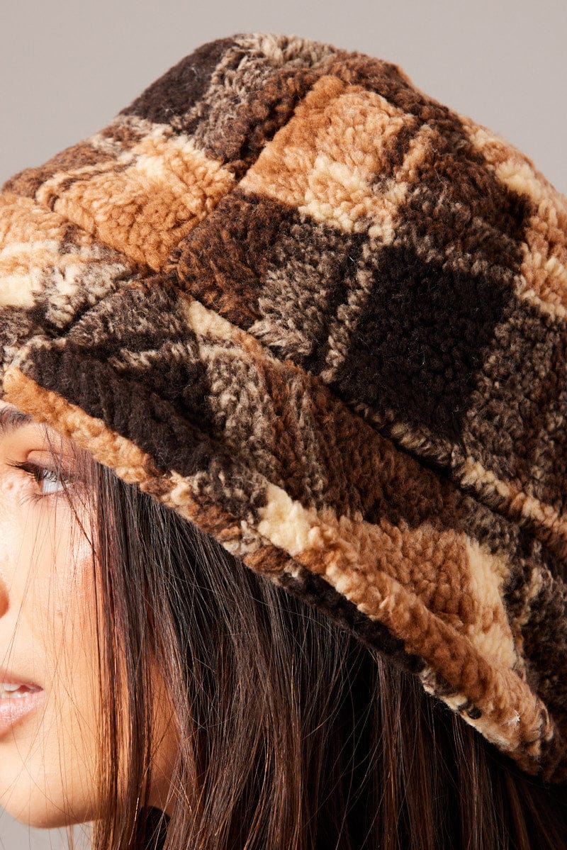 Brown Check Bucket Hat