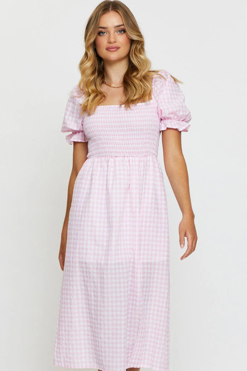 Check Midi Dress Sleeveless