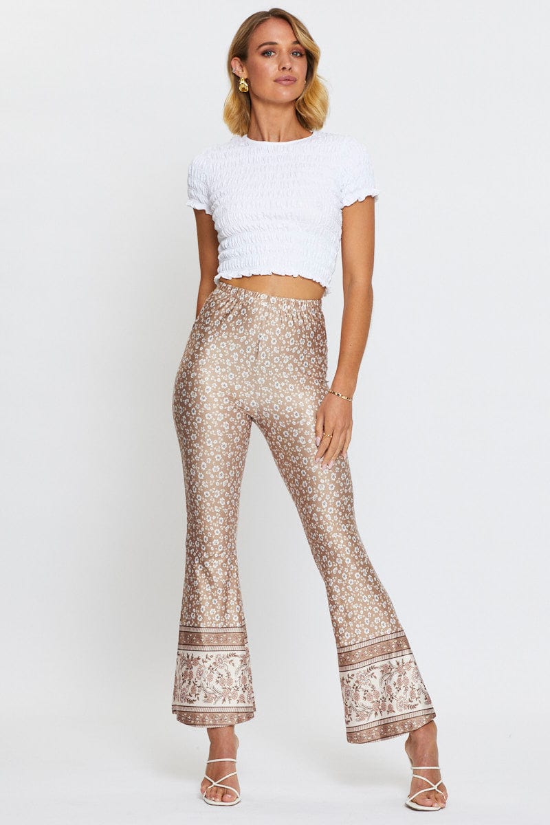 Boho Print Pants Flare Leg