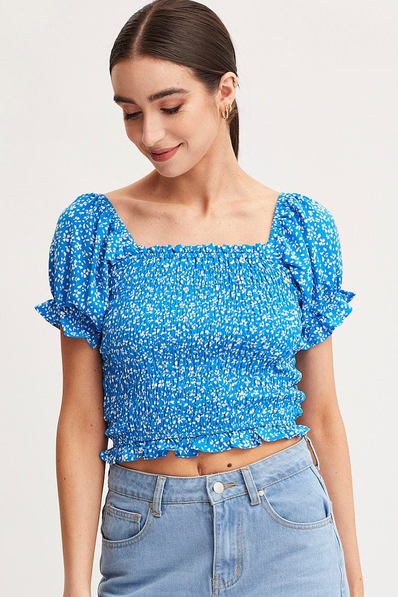 Print Crop Top Short Sleeve